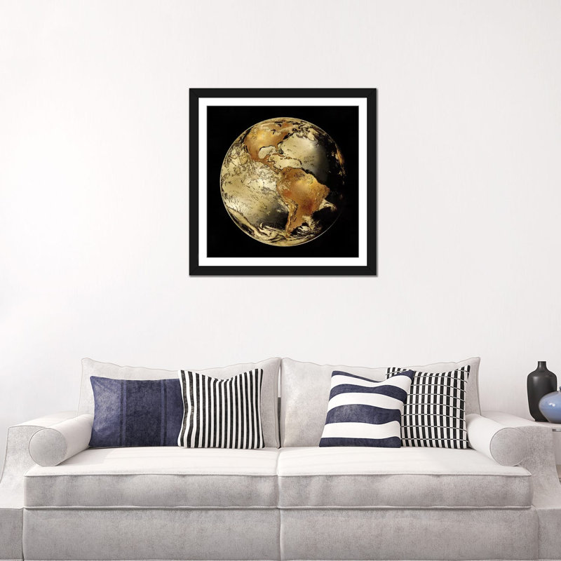« world turn iv », reproduction d’impression sur toile, H 24 po x l 24 po x P 1 po, Papier d'art encadré noir, Blanc