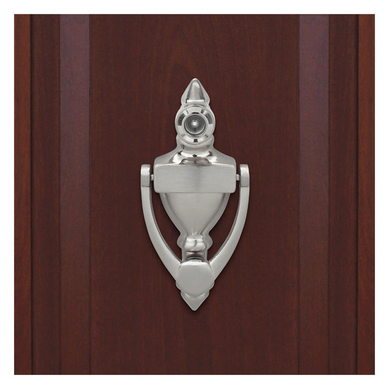 Heurtoir de porte haute avec visionneuse 220 degrés, H 4 po x l 1,75 po x P 0,63 po, Nickel satiné