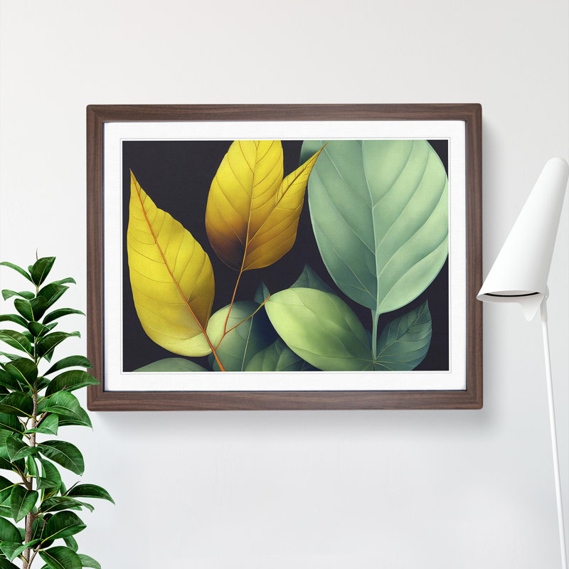 Victorious Leaf - Framed Print, 25cm H x 34cm W x 2cm D, Walnut