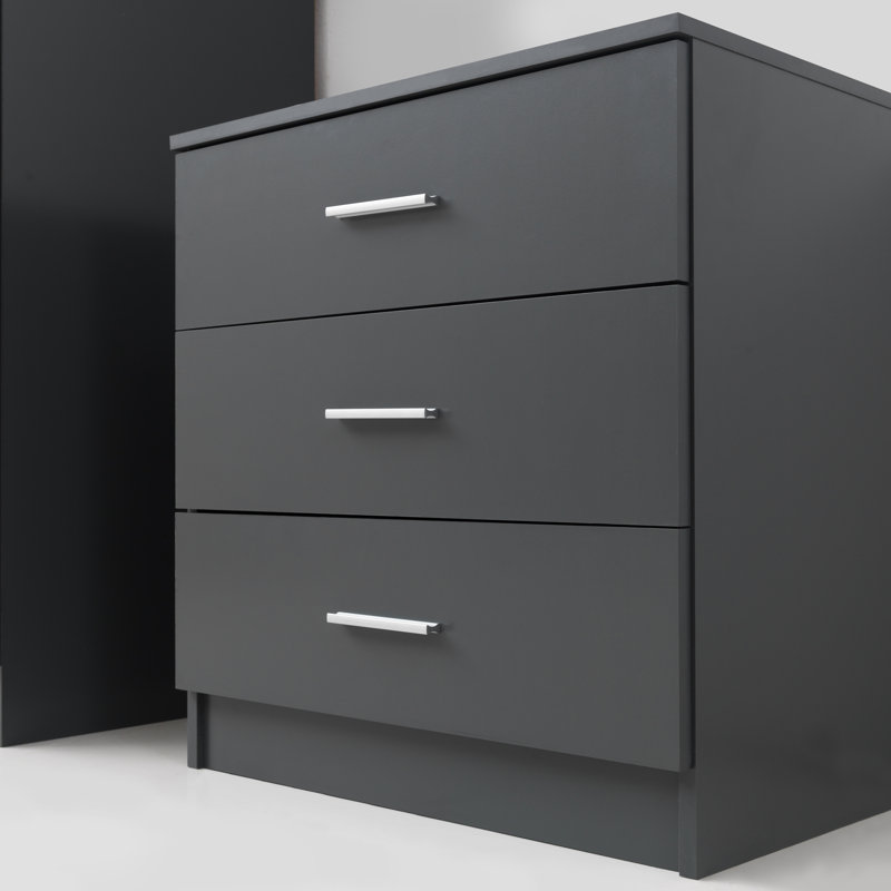 Willette 60 cm W Chest of 3 Drawers, Dark Grey