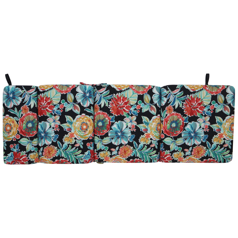 72-Inch By 24-Inch Outdoor Chaise Lounge Cushion, Black/Colsen Noir Floral