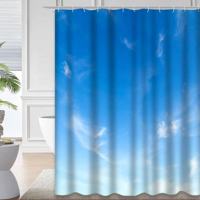 Sky Cloud Air Bright Light Beautiful Blue Shower Curtain with 12 Hooks