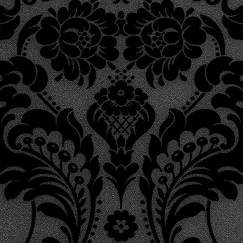 Rheo Damask Metallic Wallpaper Double Roll, Black