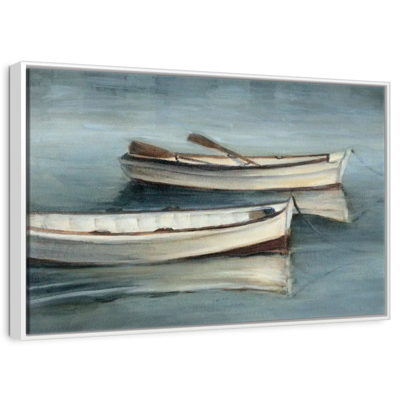 Petites eaux calmes I, 25 po x 17 po, Cadre flottant blanc