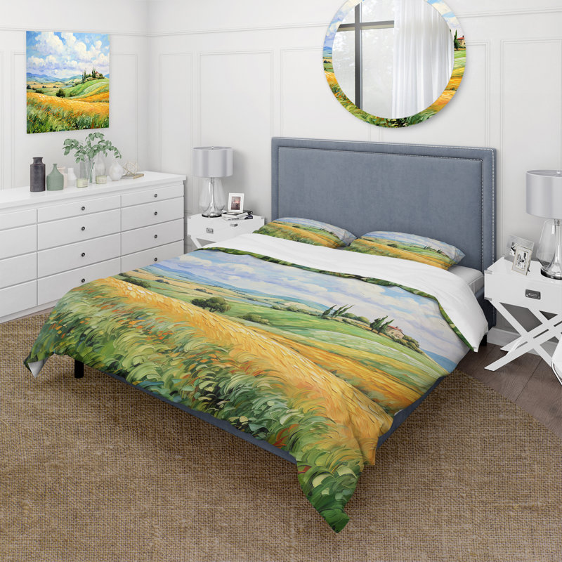 Ensemble de housse de couette Vangogh Rolling Hills I - Vangogh, Housse de couette pour grand lit et 2 taies décor