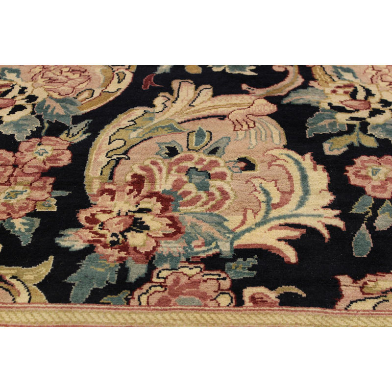 Hand-Knotted Black Wool Persian 8' x 10' Rug