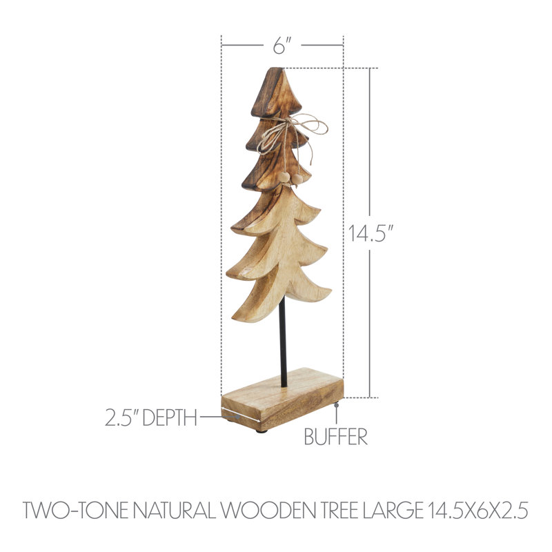 Petit arbre en bois naturel deux tons, H 14,5 po x l 6 po x P 2,5 po
