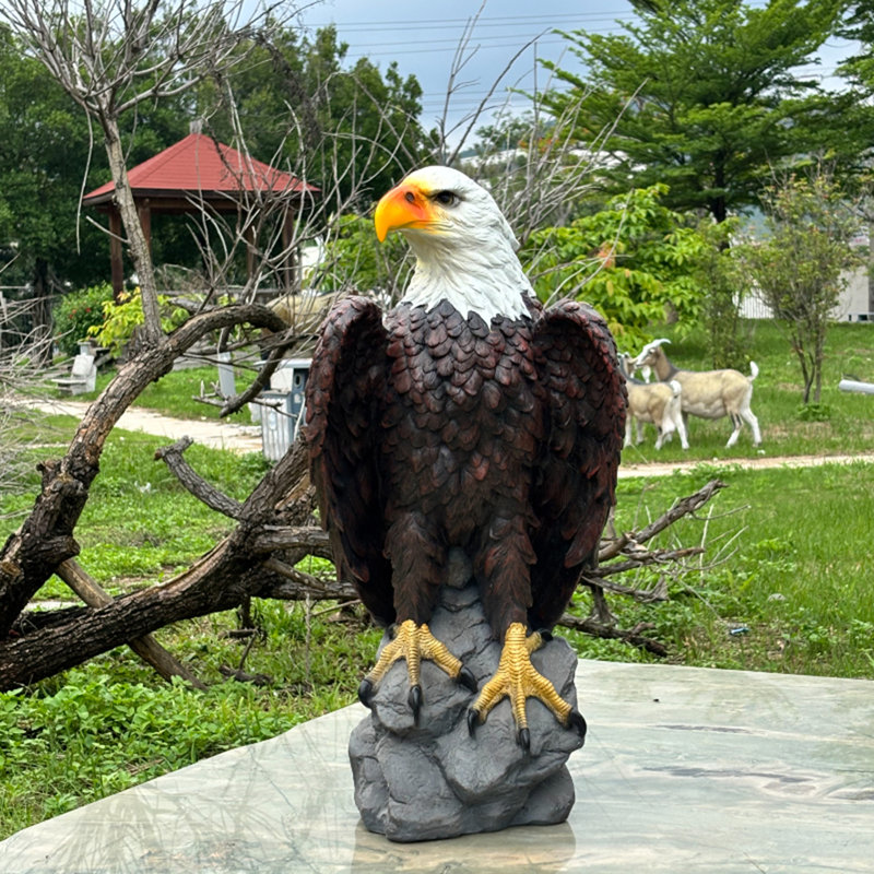 Large Standing Bald Eagle Garden Statue