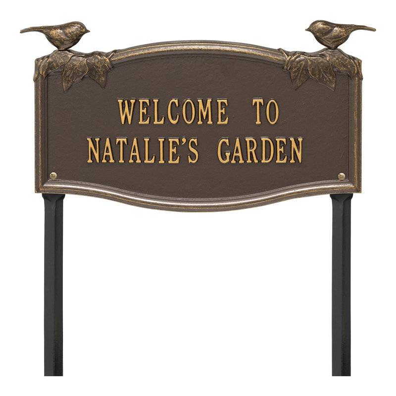 Chickadee Garden Sign, Yes, Bronze/Gold