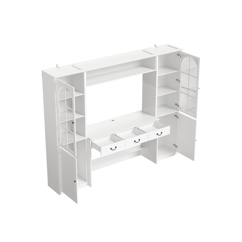 Armoire de rangement autoportante avec portes vitrées, 78,7 po H x 98,4 po L