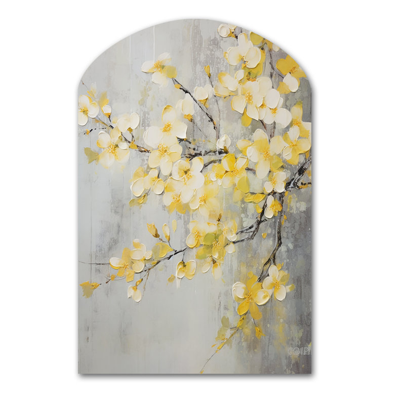 Luri - art mural asymétrique en forme de fleur de pommier, sculpture murale en métal de forme unique, H 43 po x l 33 po