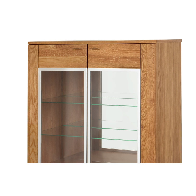 Sledmere Manufactured + Solid Oak Wood 2-Door Display Cabinet