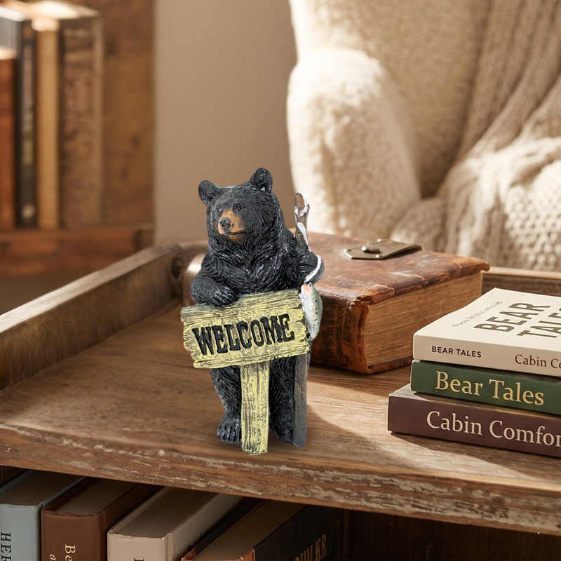 Figurine en polyrésine avec plaque de voeux rustique