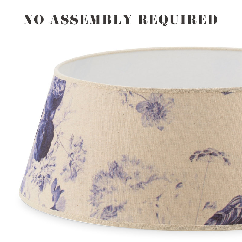 Medium Blue and White Floral Canvas Christmas Tree Collar