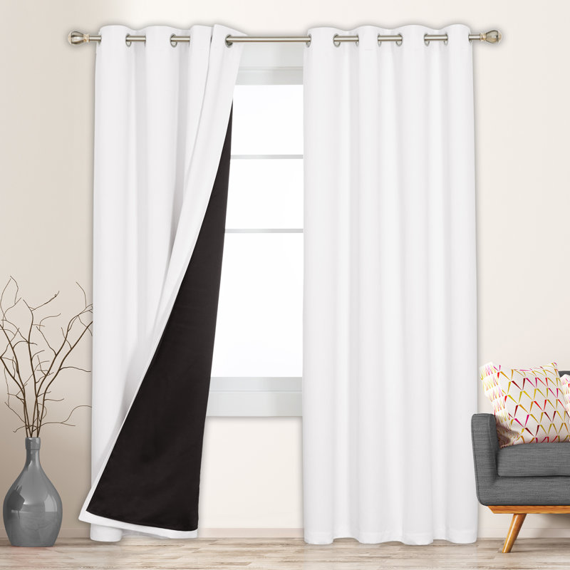 Pure White 52" x 45" Blackout Grommet Curtain Panel Pair