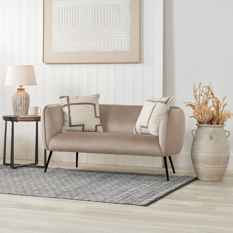Lucca 2 Seater Velvet Sofa, Biscuit Beige