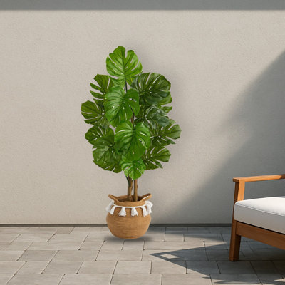 Monstera Artificial Tree in Planter with Tassels UV