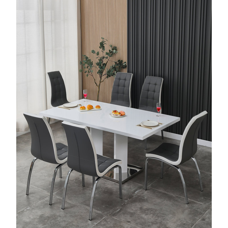 Knauer 6 - Person Dining Set, White, Grey