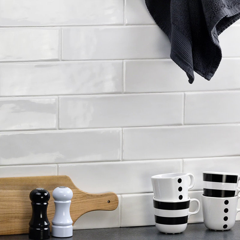 Manchester 3x12 Glossy Ceramic Subway Tile, Bianco White