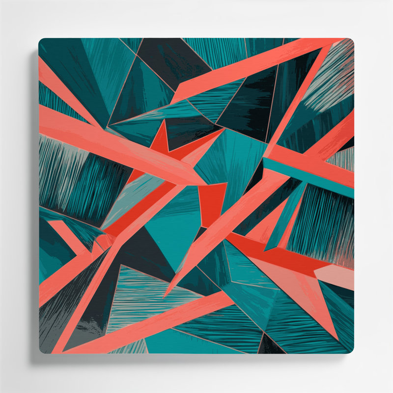 «Geometric Abstraction 42», art mural en métal bleu, H 8 po x l 8 po