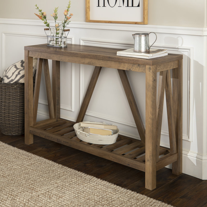 Rakira Modern Farmhouse Console Table, Rustic Oak