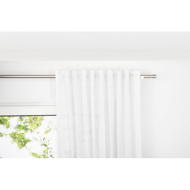 Rhombic Tab Top Semi Sheer Single Curtain, White, 300cm W x 135cm D