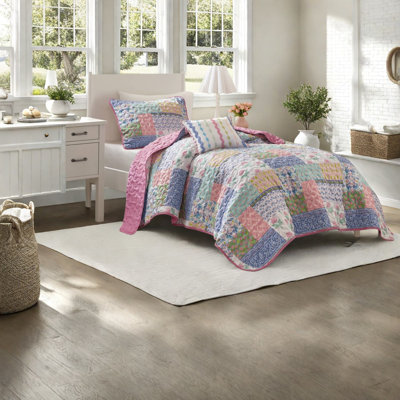 Reversible Twin Xl Bedding Sets, Polyester Patchwork Quilt For Modern Home