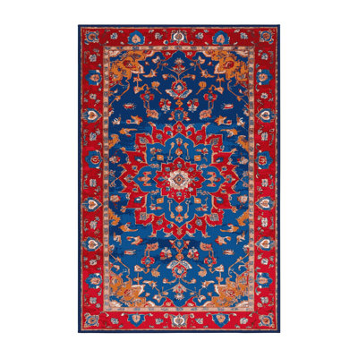 Machine Washable Tabriz Blue Area Rug
