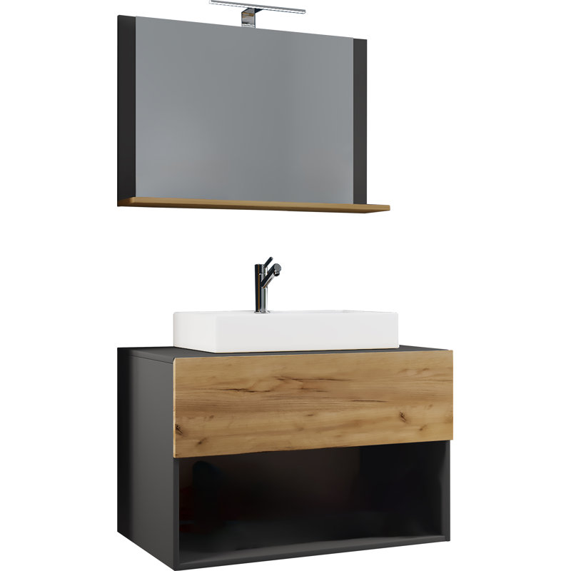 Raytheon Bathroom Furniture Suite, Black/Oak