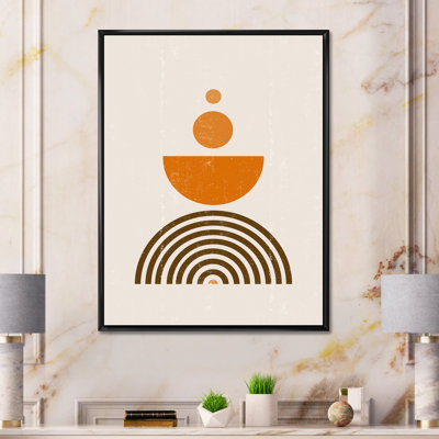 Abstrait arc-en-ciel soleil et lune en tons de terre V - cadre flottant, reproduction d'art sur toile