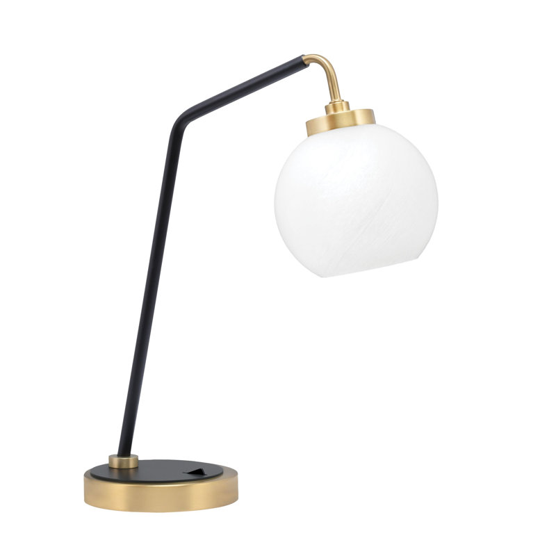 Lampe de bureau Brete, Noir mat / laiton, H 16,5 po x l 5,75 po x P 5,75 po, Noir/transparent
