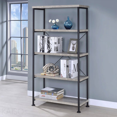 Grey Driftwood 4-Shelf Bookcase