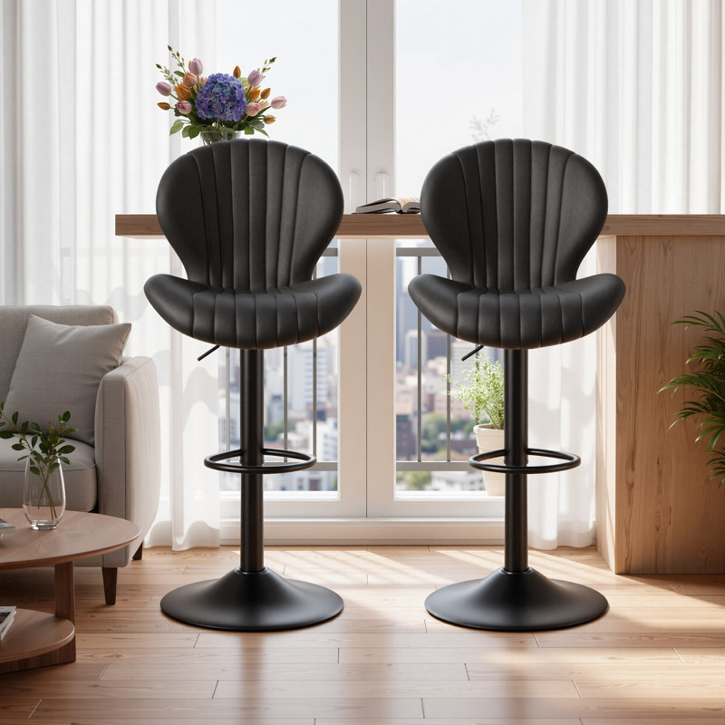 Bar Stools Set of 2 Modern Swivel Bar Chairs, Barstools Counter Height with High Backrest Easy 3-5 Minute Assembly for Bar, Kitchen, Dining Room