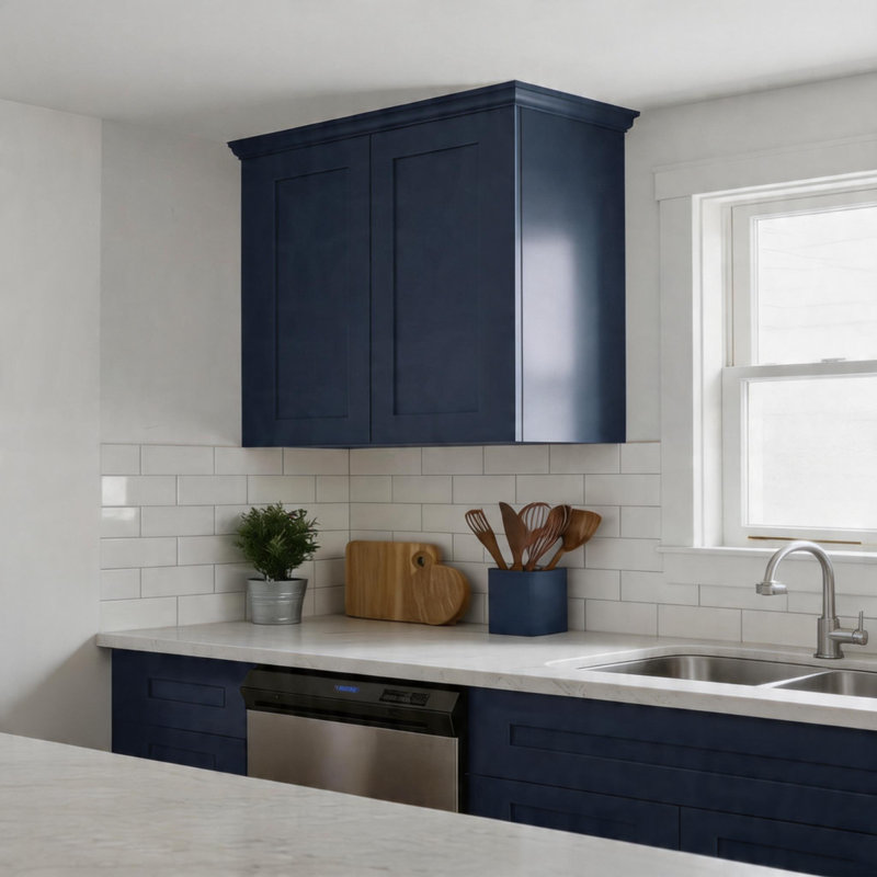 Armoire murale en bois massif bleu marine Shaker de 24 po, charnières à fermeture douce, tablettes réglables, porte double pour cuisine, salle de bain, buanderie, l 24 po x P 12 po x H 30 po
