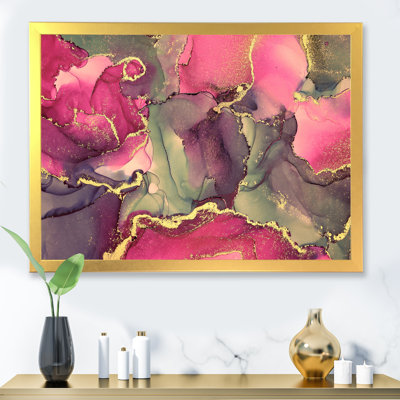 " Pink And Black Luxury Abstract Fluid Art " by Designart