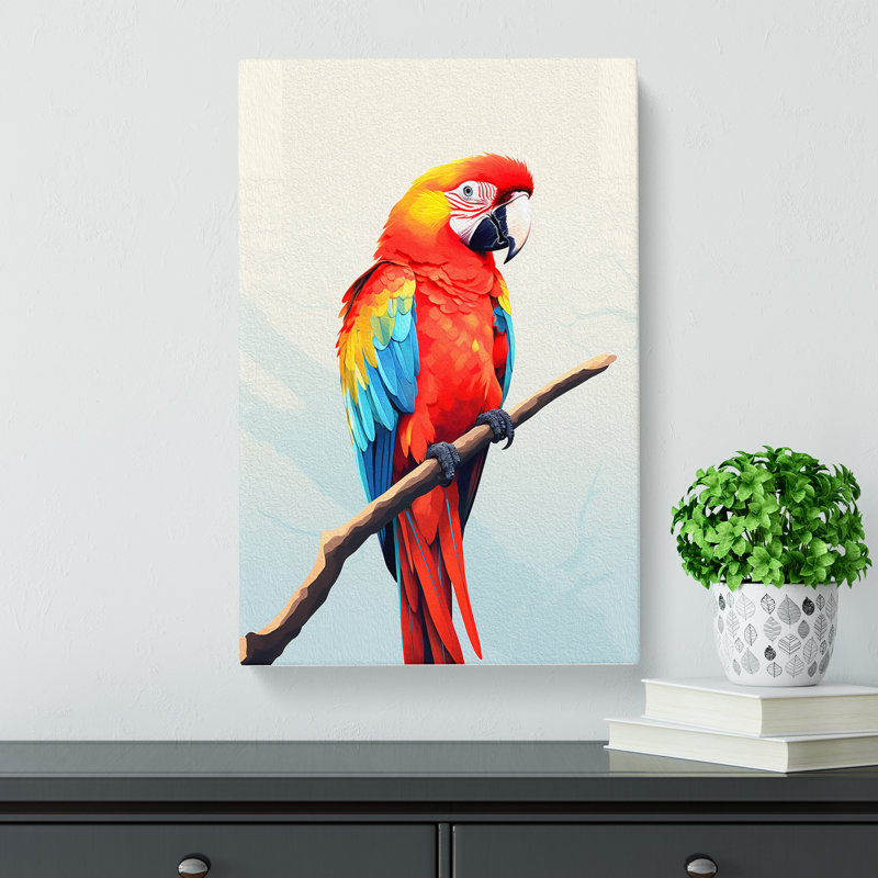 Parrot Minimalism - Wrapped Canvas Print, 60cm H x 40cm W x 3cm D