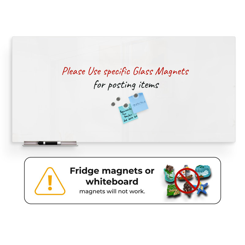 Tableau magnétique mural en verre Bojorquez, Blanc, 36 po x 60 po