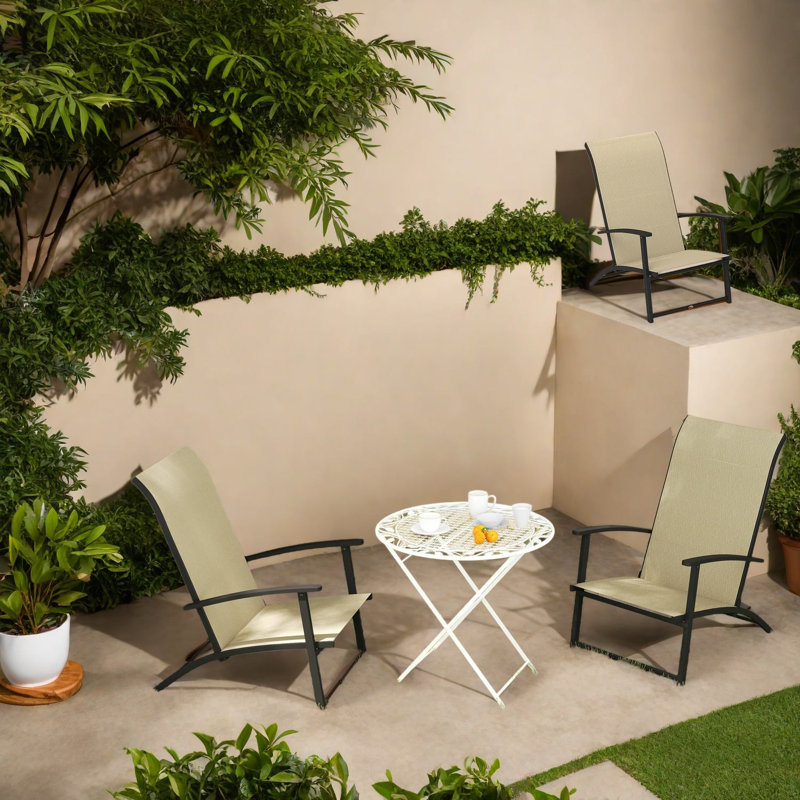 Ensemble de 2 chaises de patio pliantes, structure en acier, filet respirant, extérieur