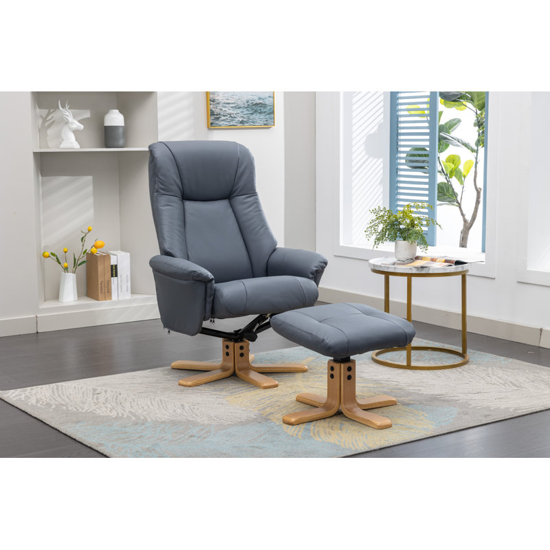 Asawer 76cm Wide Swivel Standard Recliner, Petrol Blue