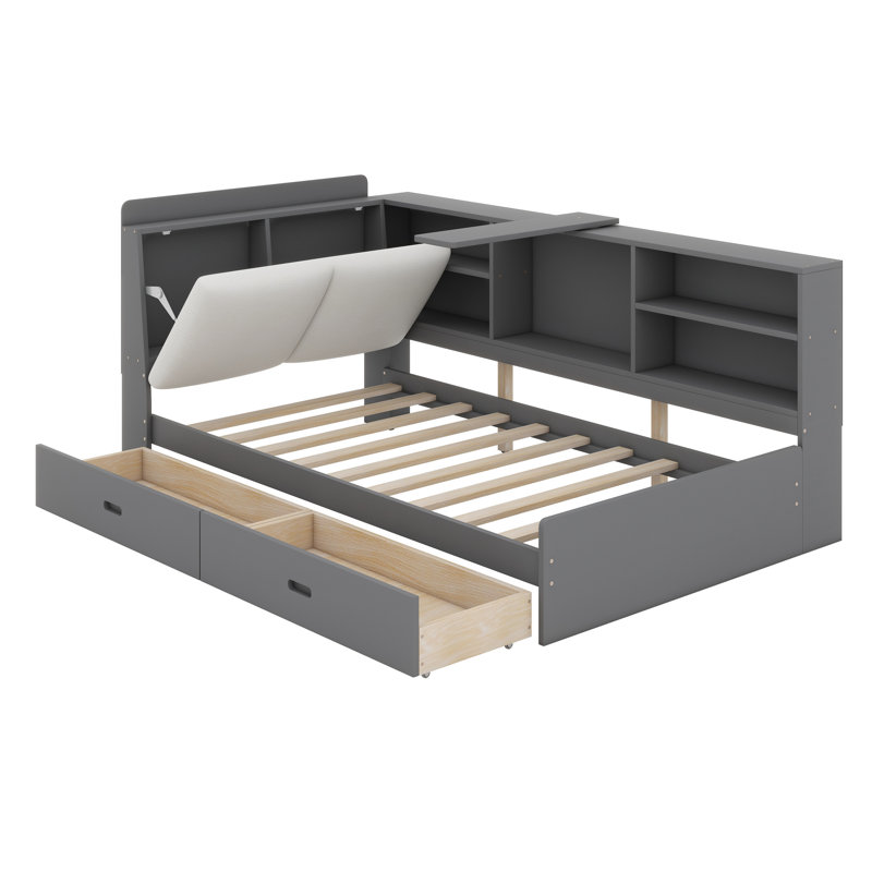 Lit plateforme Xzaviar, Gris