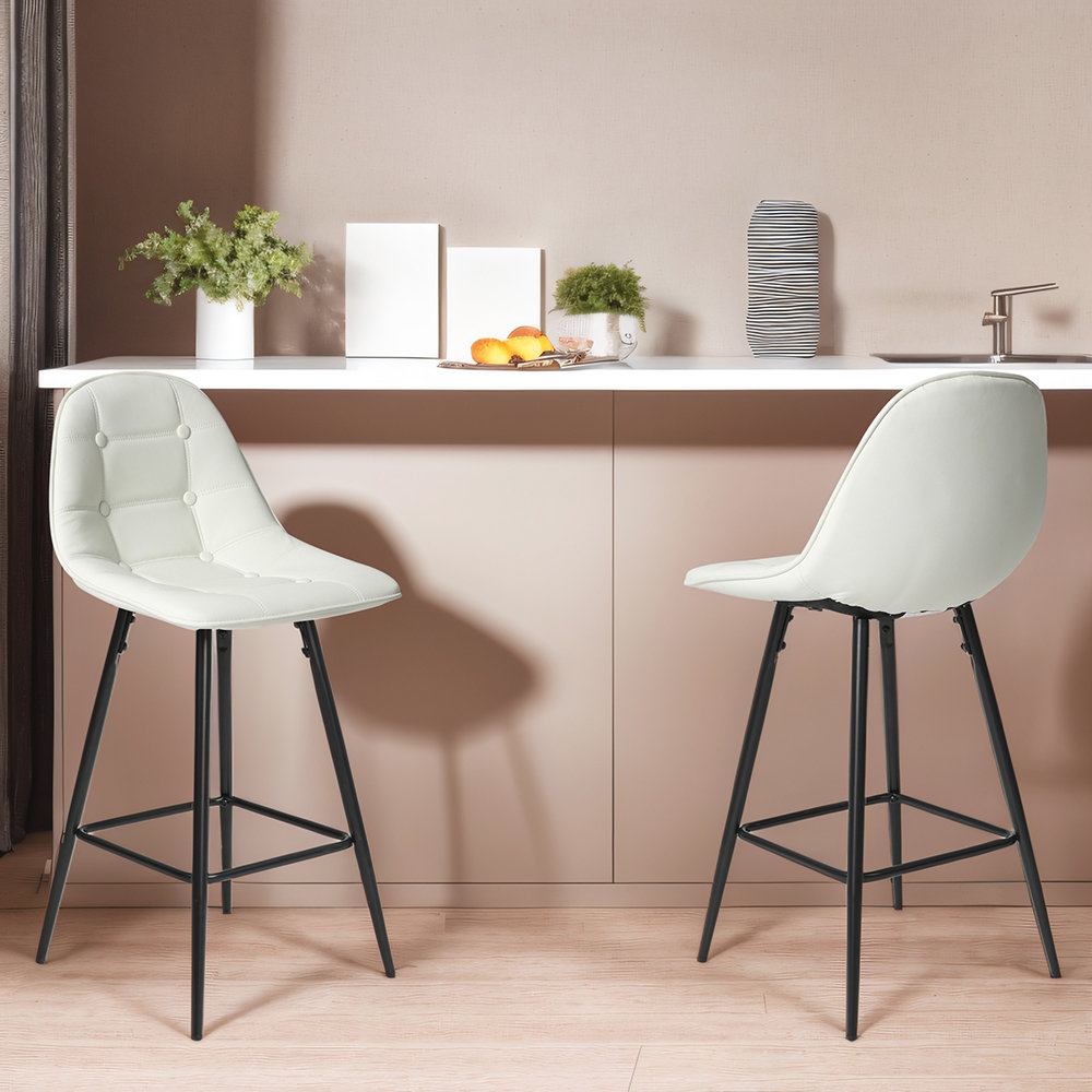 George Oliver Set of 2 Bar Stools with Back and Footrest for Kitchen ...