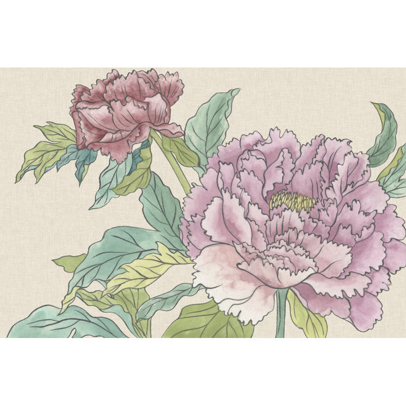 Peony Blooms I - Wrapped Canvas Painting, 20cm H x 30cm W