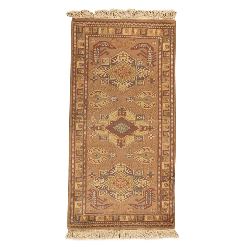 Hand Knotted Wool Area Rug in Camel