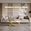 Table basse en métal doré avec piédestal en acier inoxydable et plateau en faux marbre-131262655