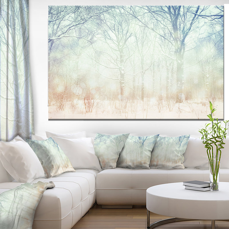 «Winter with Foggy Forest», art graphique, H 40 po x l 60 po x 1,5 po, Toile tendue