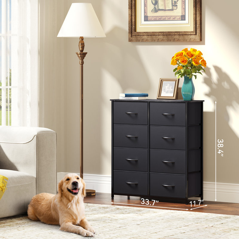 33.7'' W 8 - Drawer Dresser, Black