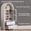 Armoire multifonctionnelle haute arquée avec 2 grands tiroirs et tablettes réglables, blanc