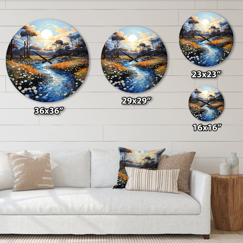 Pointillism River Charm - Horloge murale pointillisme, Moyenne