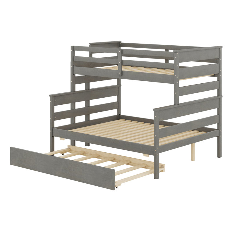 Lit superposé en bois avec lit gigogne, Gris