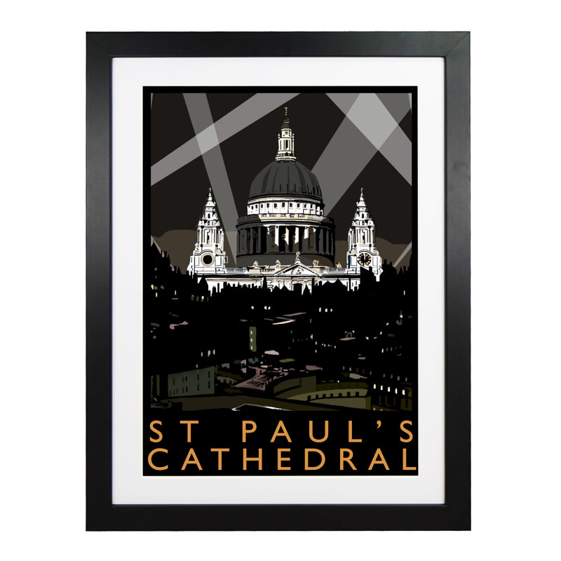 'St Pauls Cathedral 2' by Richard O'Neil - Print, Black Wood Frame, 54 cm H x 44 cm W x 2.2 cm D